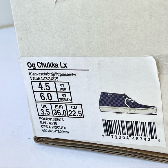 NWT Vans Vault Chukka LX Mid Rise in Checkerboard Canvas purple midrise sneakers - Picture 4 of 13